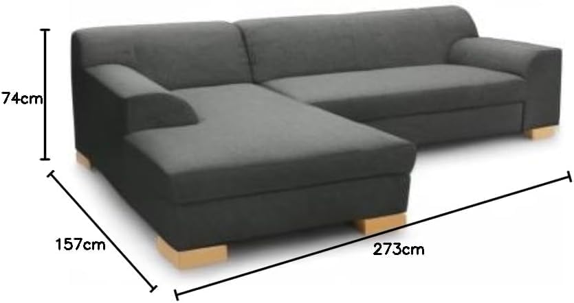 DOMO Collection Ecksofa Tinos, L-Sofa, Eckcouch mit Schlaffunktion, Schlafsofa Couch, L-form, 273 x 157 cm in dunkelgrau