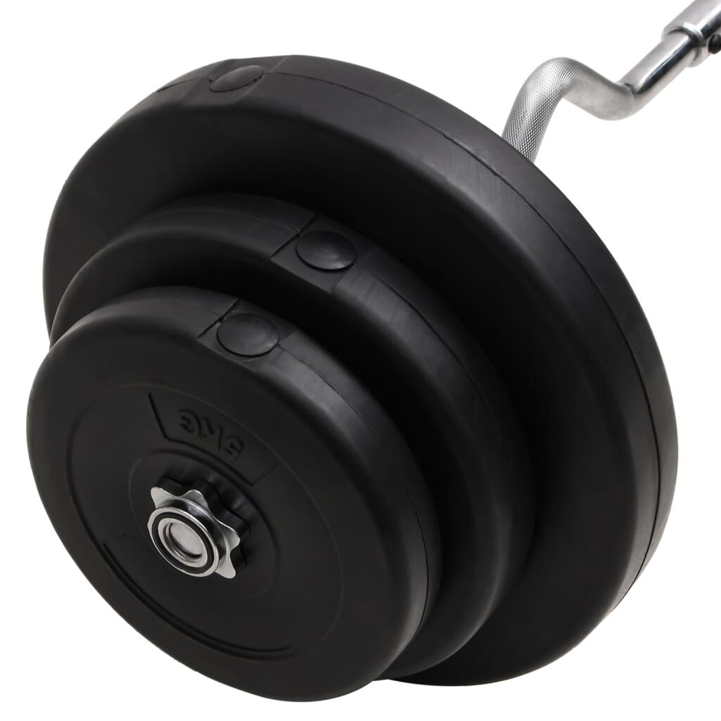vidaXL Halterstang met gebogen stang en gewichten, 60 kg