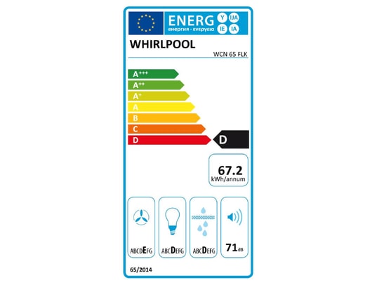 WHIRLPOOL - Hotte casquette WCN65FLK Largeur 60 cm 270m3/h