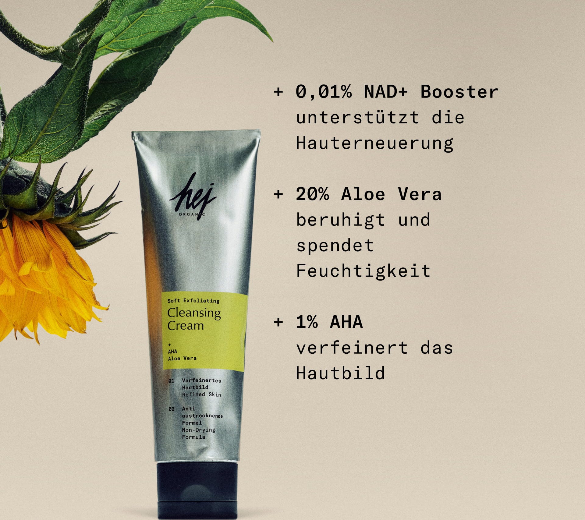 HEJ ORGANIC  Skin Longevity Soft Exfoliating Cleansing Cream, 100 ml