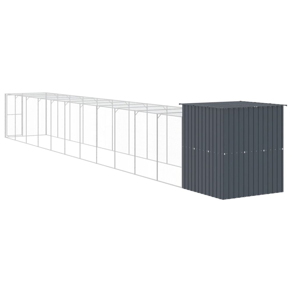 Poulailler avec cour anthracite 165x1271x181 cm acier galvanisé