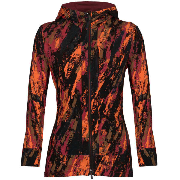 Veste polaire randonnée ICEBREAKER W QUANTUM III LS ZIP HOODIE SEDIMENTARY CHERRY/FLASH/BLACK/AOP