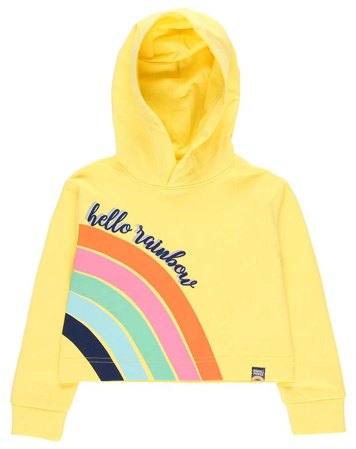 Kapuzen-Sweatshirt HELLO RAINBOW in gelb
