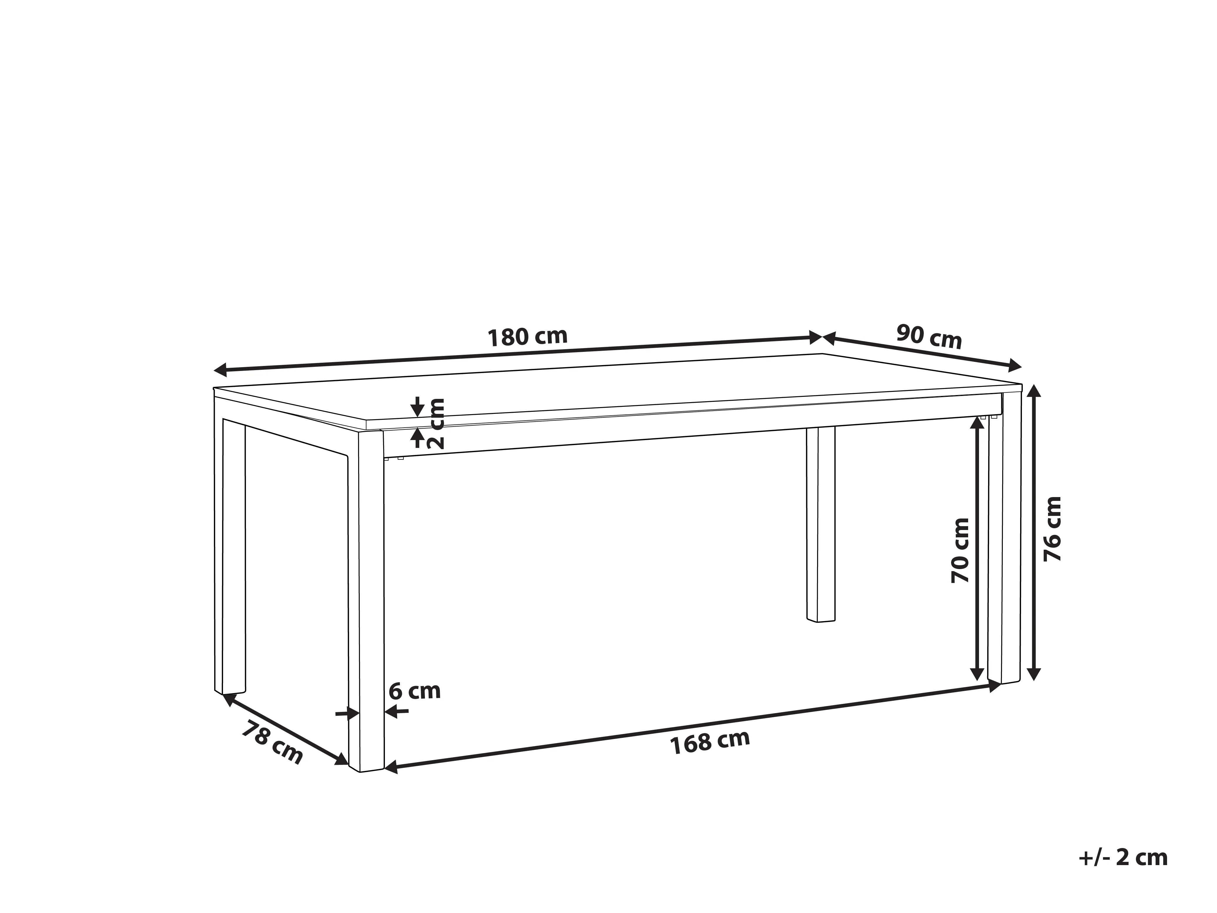 Tuin eettafel GROSSETO 180 cm 90 cm Veiligheidsglas Zwart
