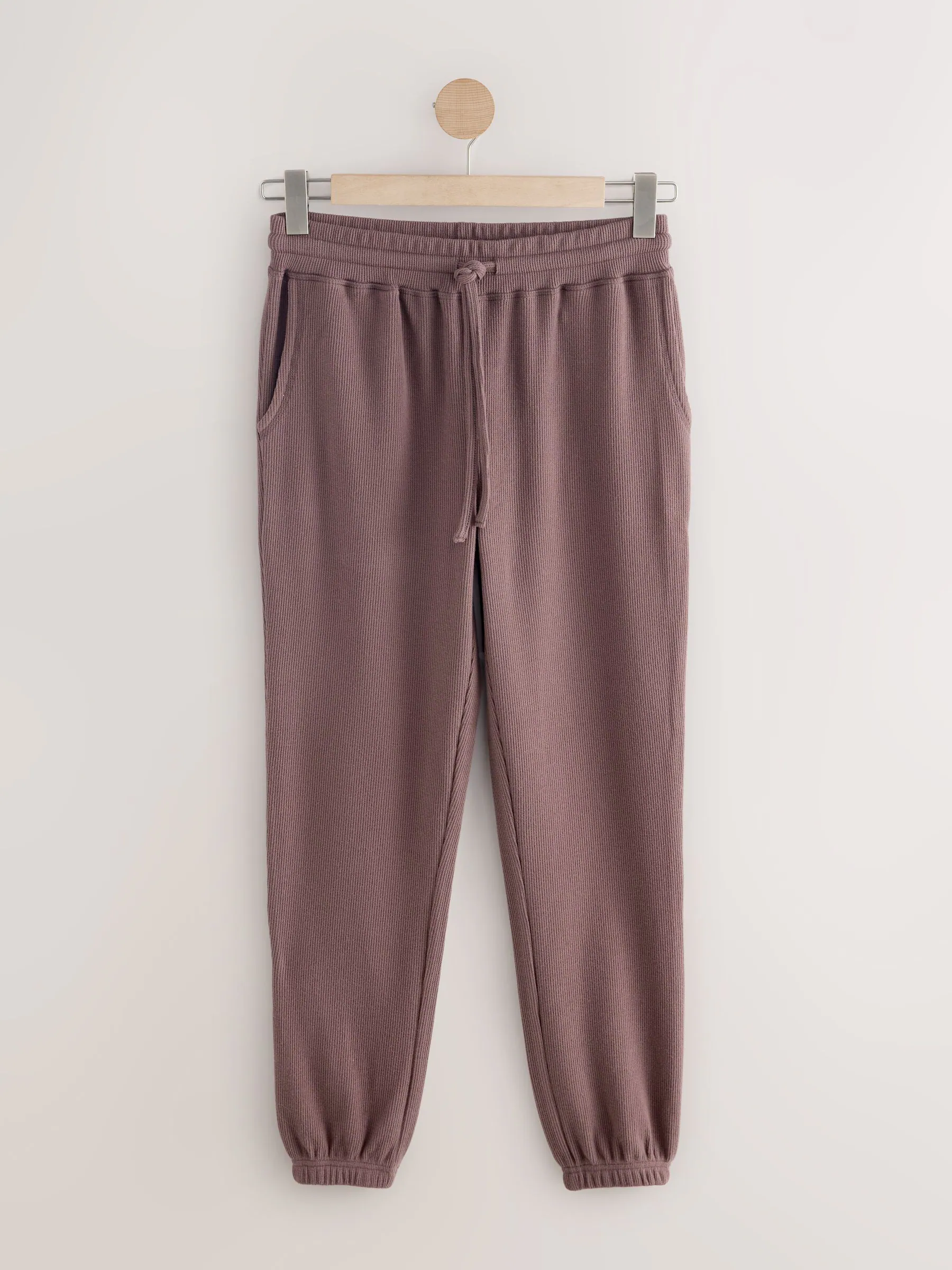 Mokkabruin gestreept - Cosy Waffle Long Sleve Pyjamas 2 Pack