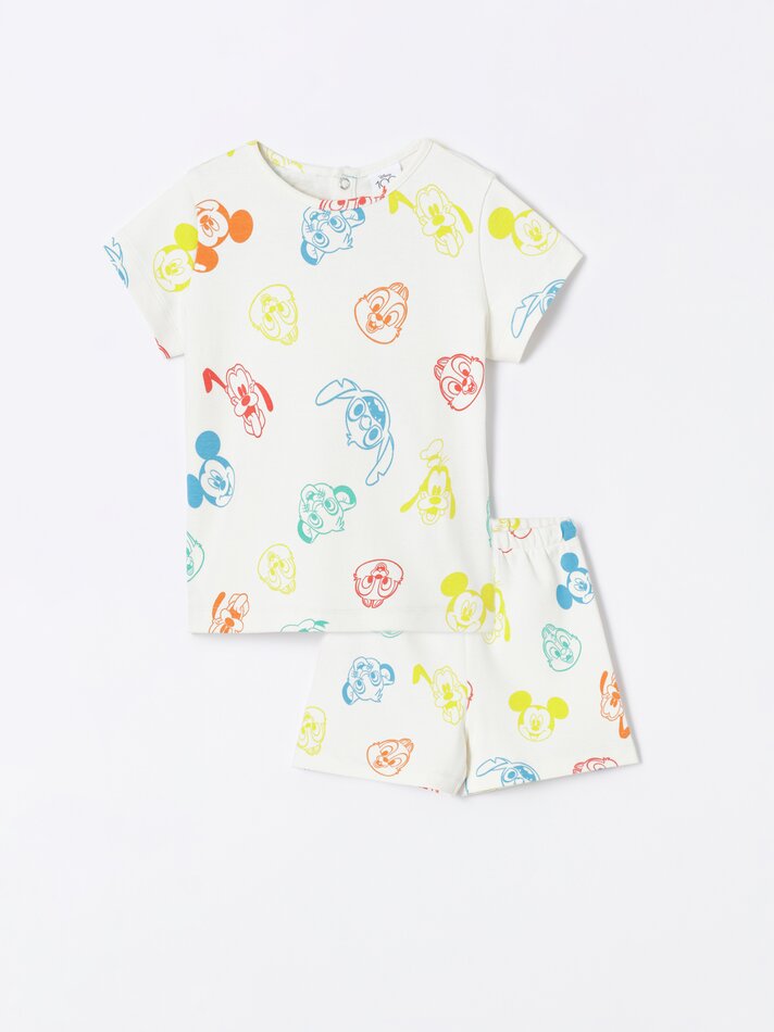 Conjunto de pijama de duas peças com estampa do Mickey Mouse ©DS - Off-White