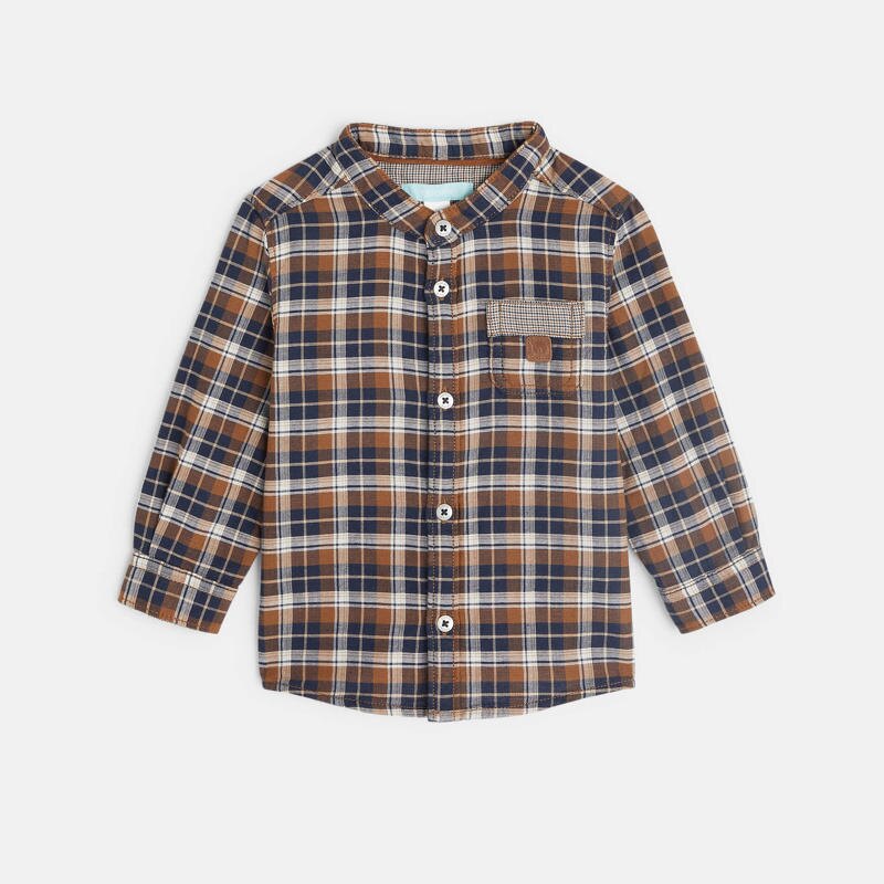 Chemise à carreaux doublée marron bébé garçon Marron
