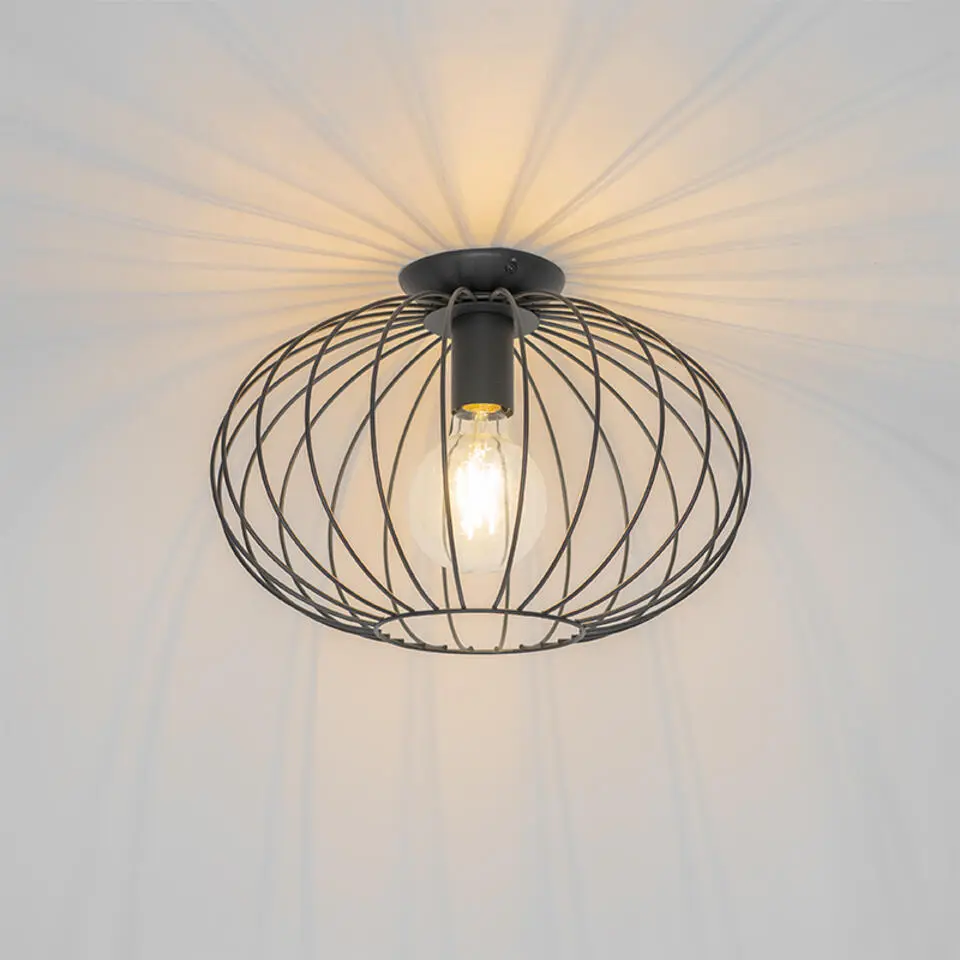 Qazqa plafondlampen margarita zwart e27