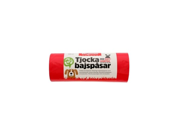 DOGMAN Tykke bæsjposer med knytehåndtak 50-poser Rød