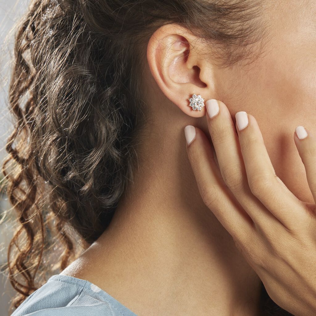 Boucles D'oreilles Puces Lisea Plaqué Or Oxydes De Zirconium