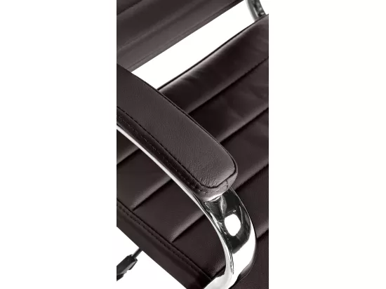 Chaise de bureau - Véritable cuir & Blanc - Café - Mollis