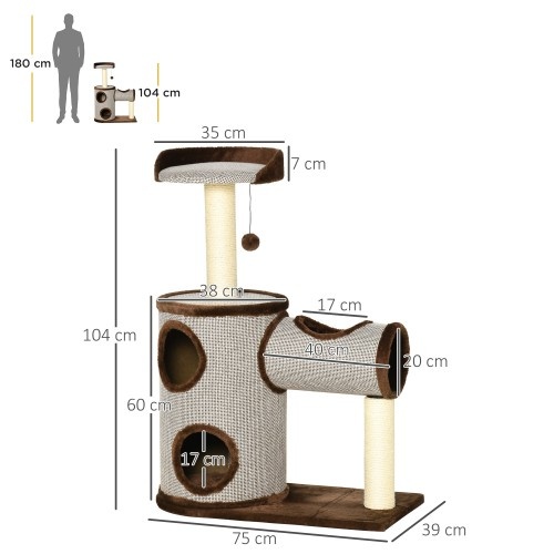 Arranhador PawHut marrom para gatos de porte médio