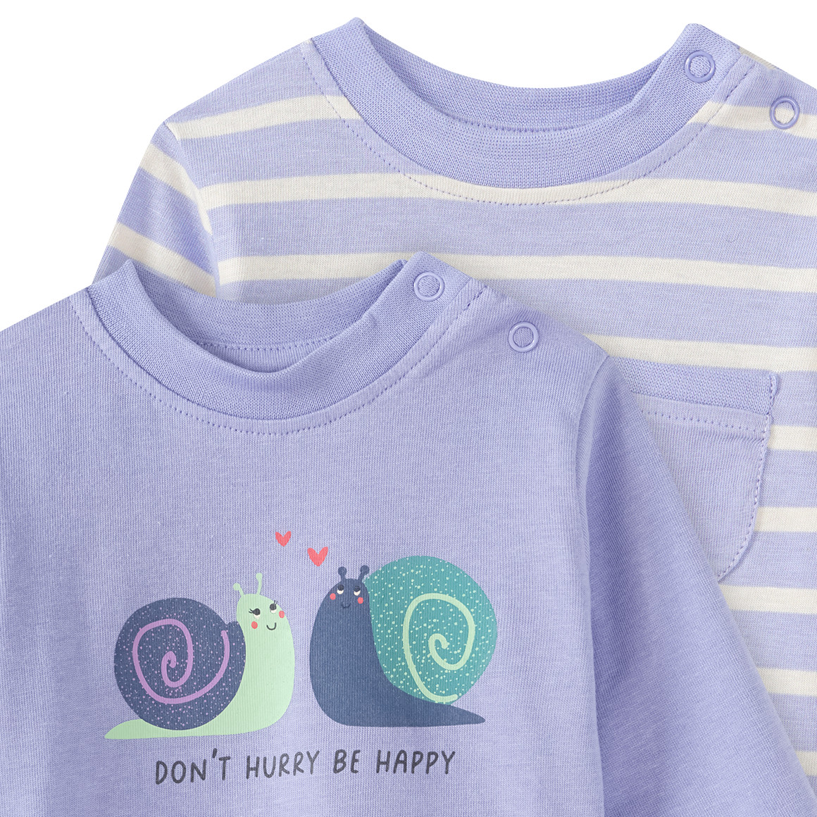Topomini 2 Newborn Langarmshirts aus Bio-Baumwolle helllila / creme