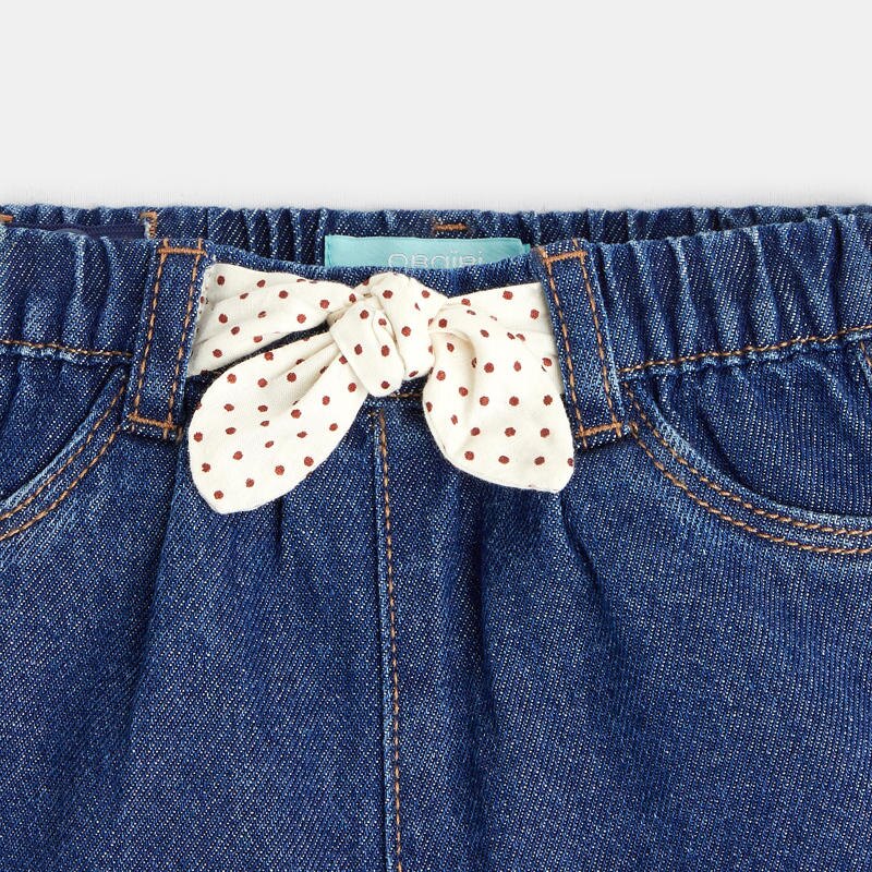 Short en denim nœud fantaisie bleu bébé fille Bleu