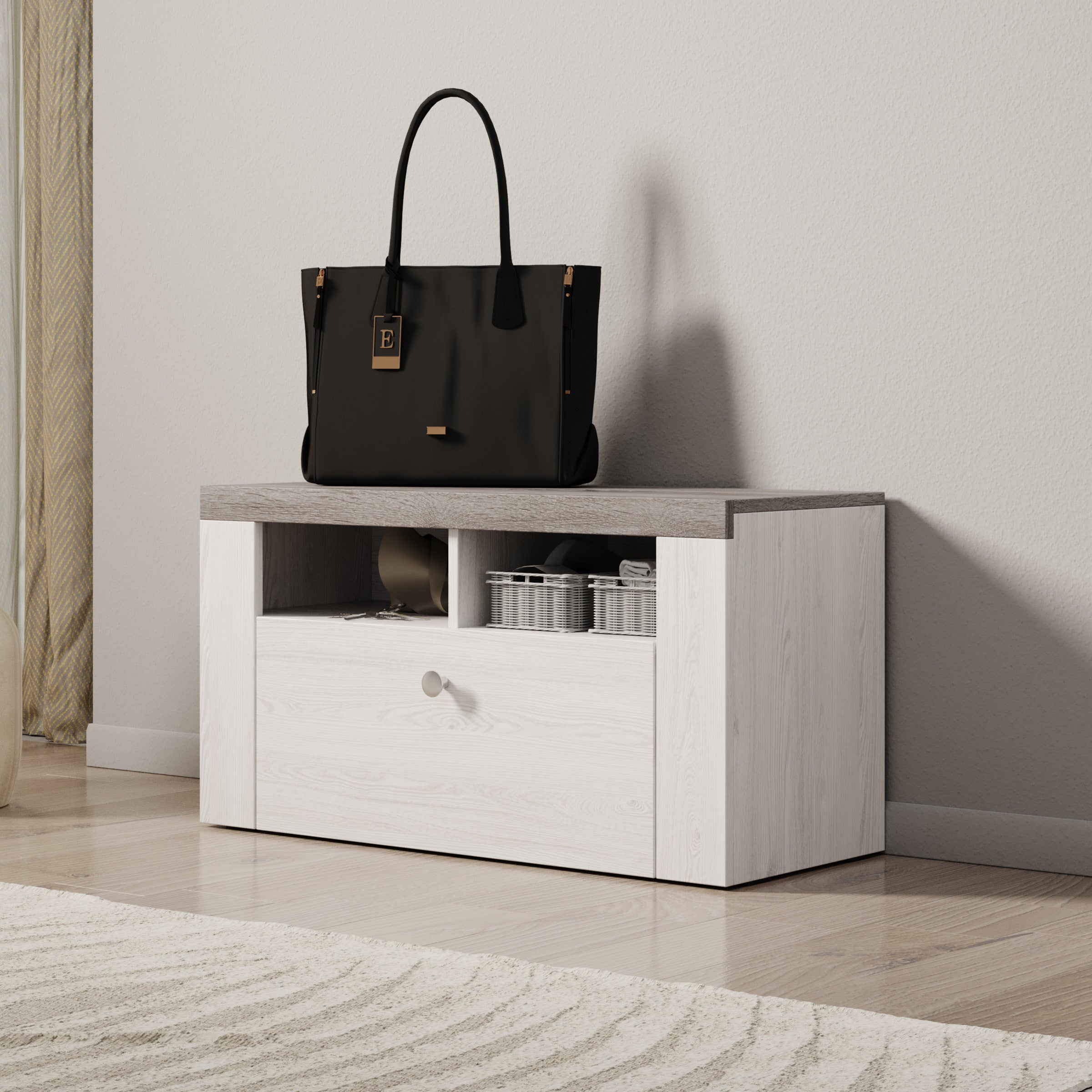 Linford - Schoenenkast - Wit eiken - 84x34x44 cm