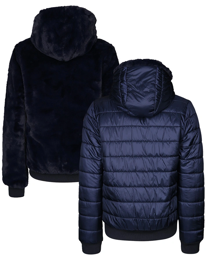 Plüsch-Steppjacke GIUBBOTTO CAPPUCCIO zum Wenden in navy