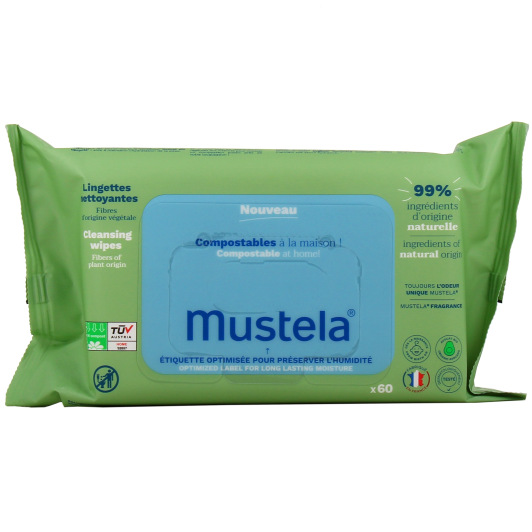 Lingettes nettoyantes Mustela - Toilette de bébé : visage et corps