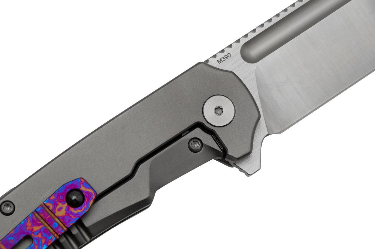 QSP Knife Rhino QS143-A, M390, Bead Blasted Titanium, MokuTi hardware, zakmes