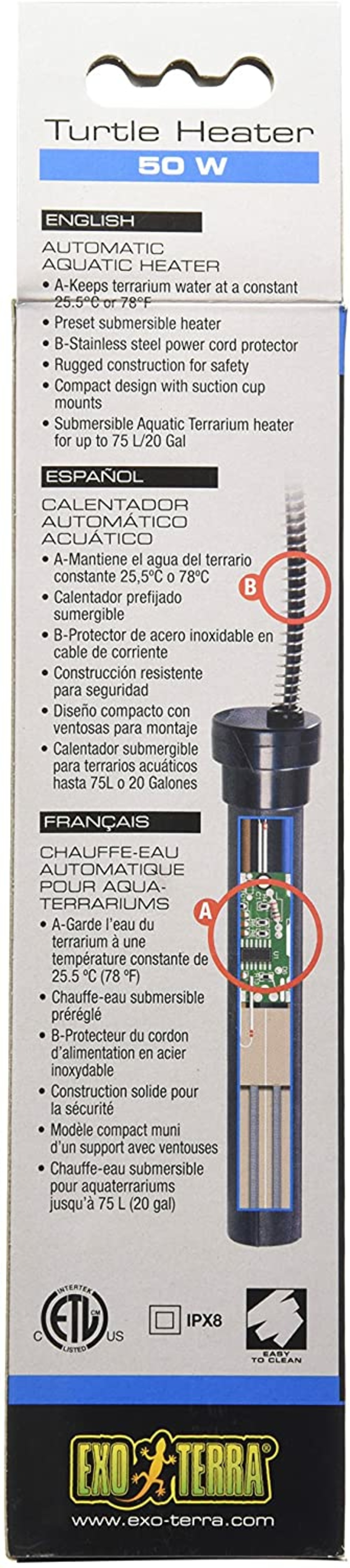 Chauffage tortue aquatique. 50w