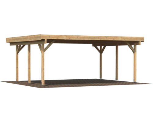 Dubbele carport Palmako Karl 20,6 m² 600x512 cm dompelgegrond bruin