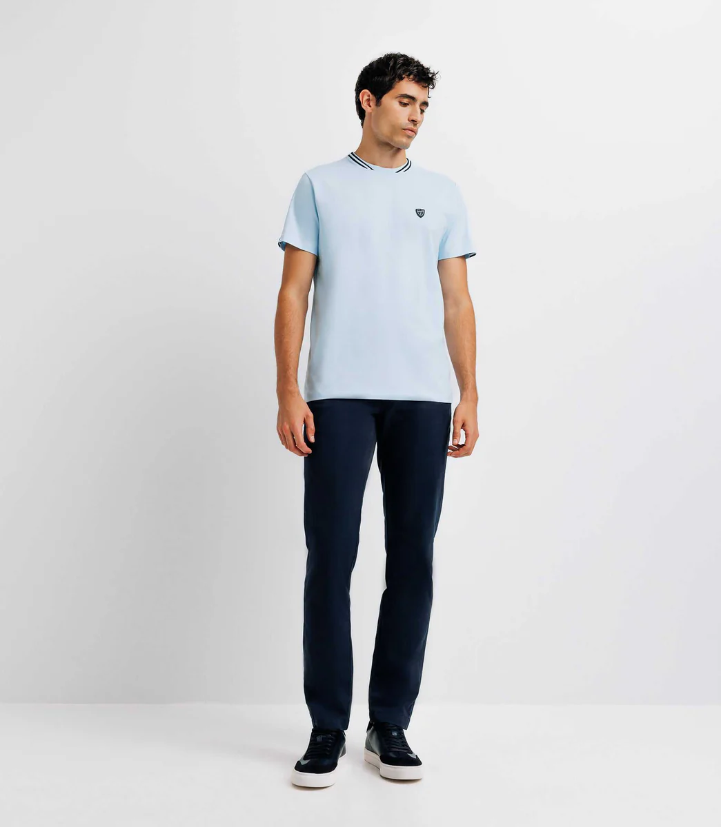 T-shirt col teddy ciel