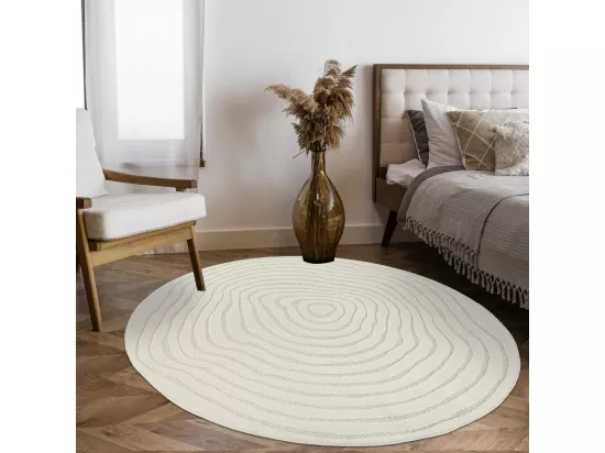 Tapis rond SPIRATRI ∅ 120 cm Crème Tapis facile d'entretien idéal pour l'entrée