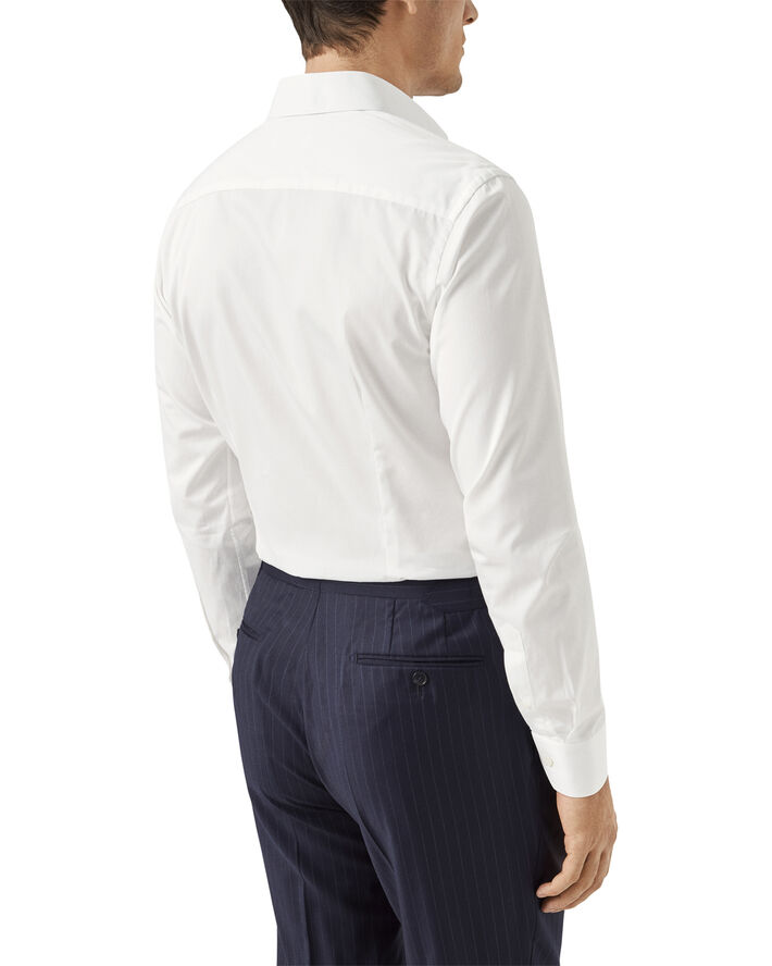 ETON Slim Fit White Solid Elevated Twill Shirt Hvid