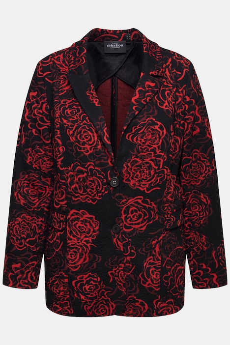 Jacquard-Jerseyblazer, Reverskragen, florales Design