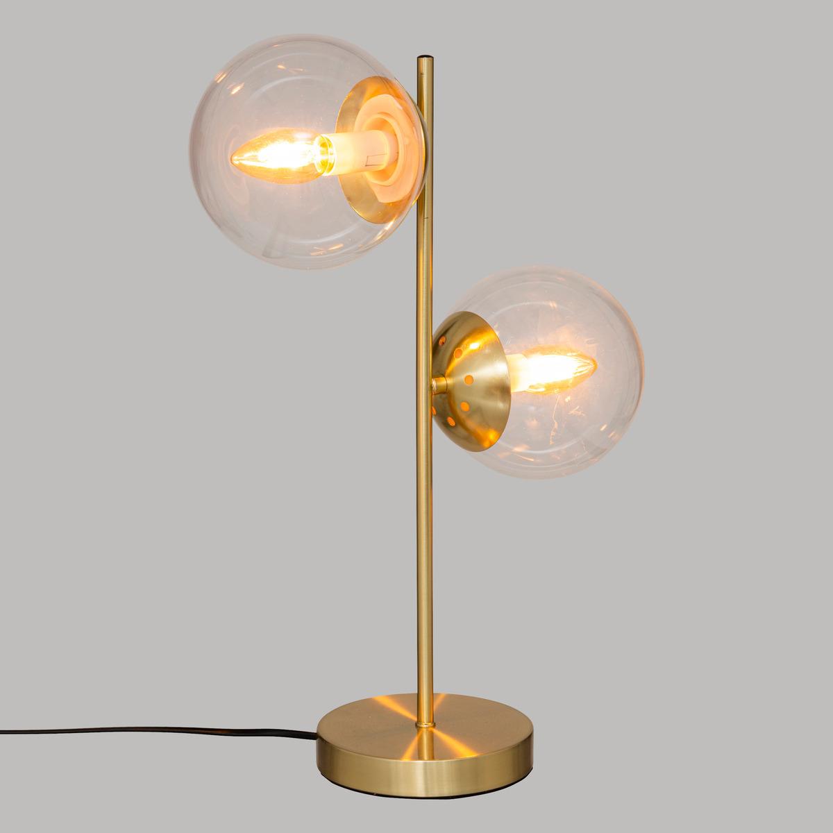 LAMPE DROITE VERRE COL DORE H.50CM