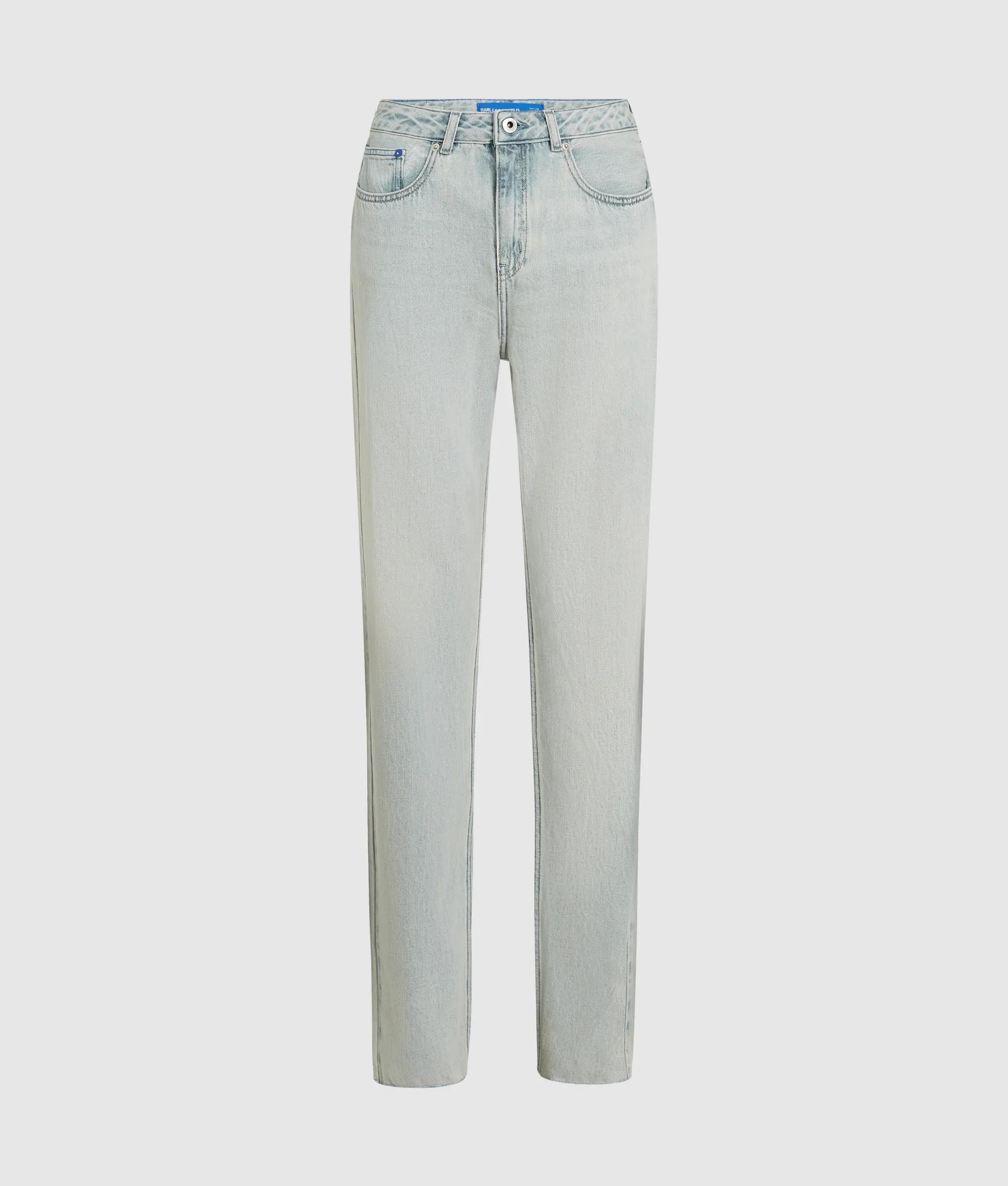 Lichtblauwe rechte jeans met hoge taille