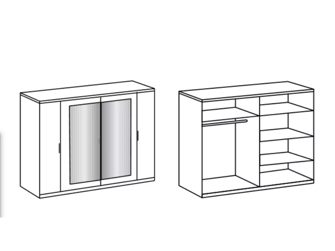 Chambre à coucher complète adulte (lit 160x200 cm + 2 chevets + armoire)