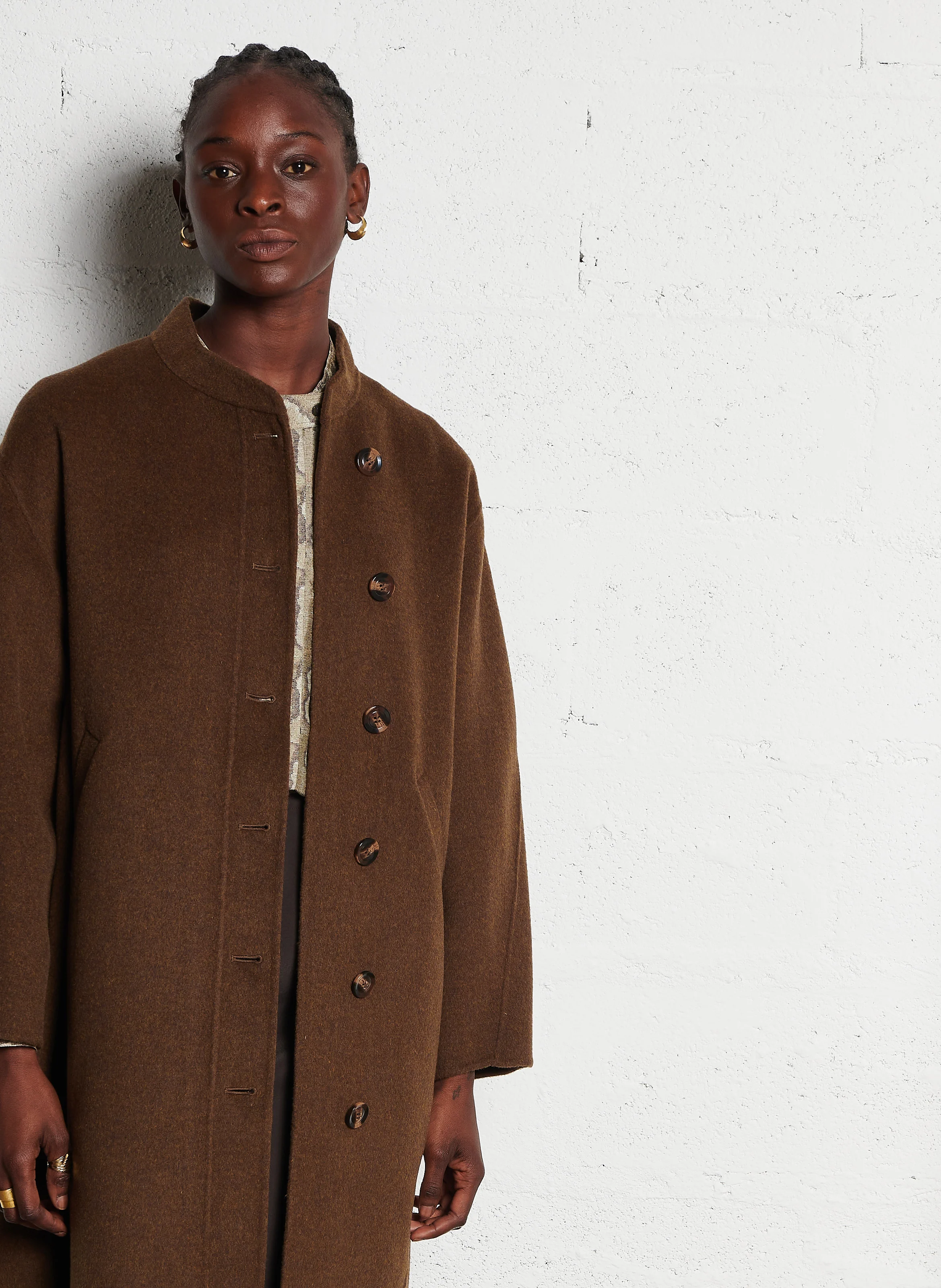 BEAULIEU - Manteau long en laine mélangée | Marron