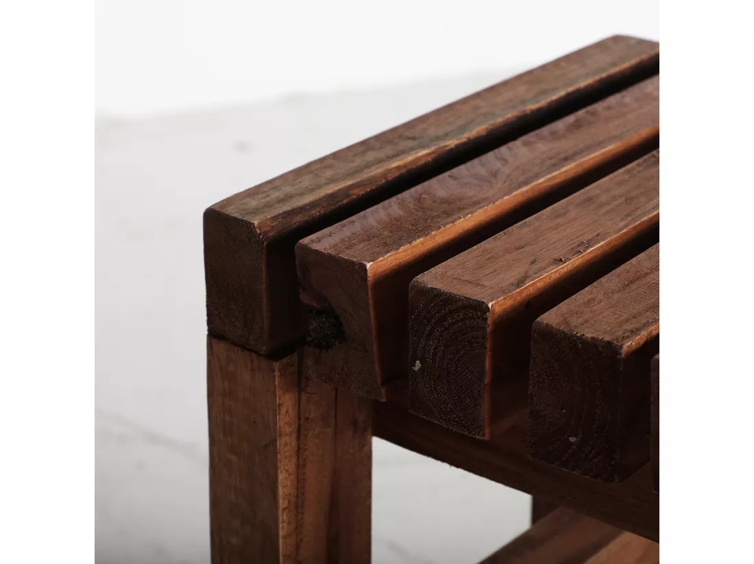 Repose- pied en bois de mahogany marron 30x30x45 cm