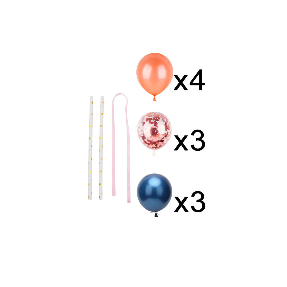(15-tlg. Set) Ø12cm Ballon Kuchenstecker Tortenstecker Topper Luftballon Dekoration für Torten / Kuchen - Dunkelblau / Rosa