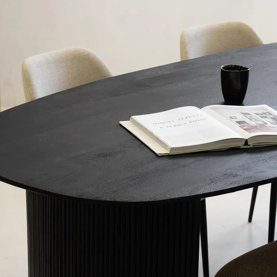 Eettafel Deens Ovaal 200cm - Zwart Mangohout - Feline