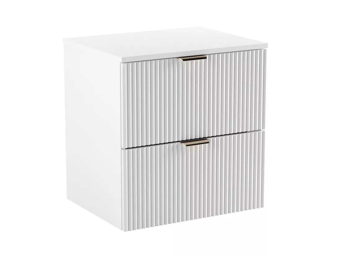 Meuble lavabo WENA, façades cannelées, Willy, 60x60x47 cm, Blanc