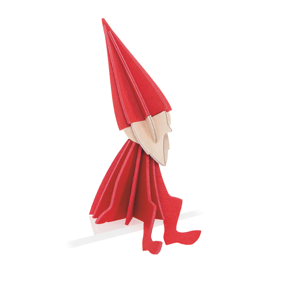 Gnôme en bois à assembler 8cm rouge