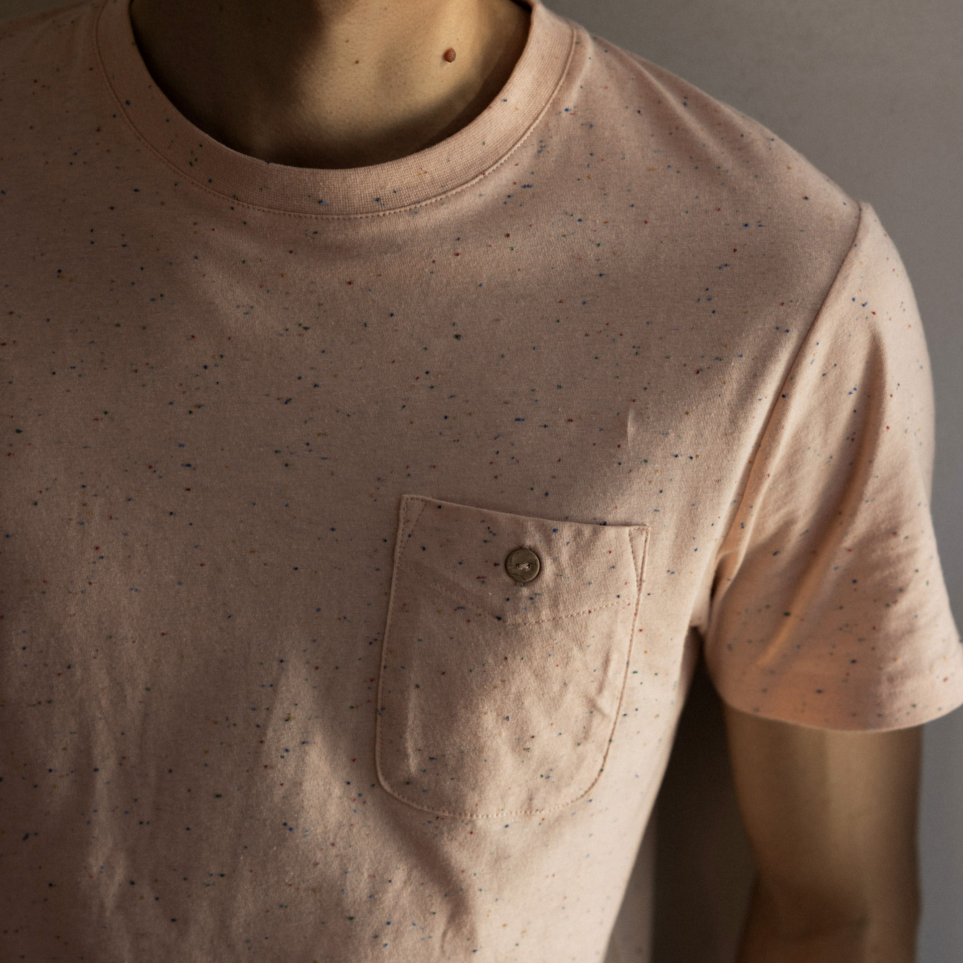 T-shirt rose pâle coton et coton recyclé - modèle olonne