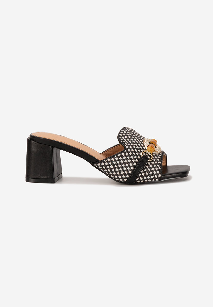 Mules à talon épais noirs Olenna