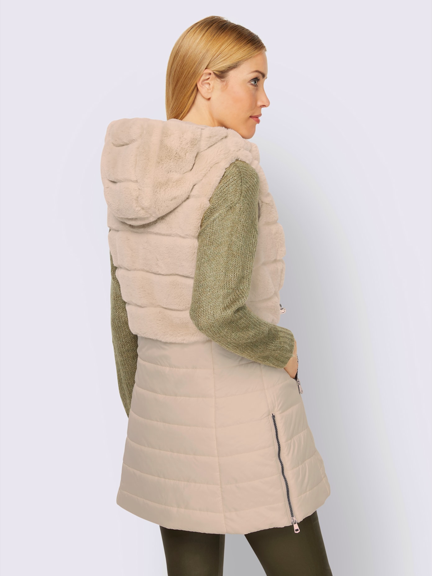 Gilet matelassé mélange de matières tendance