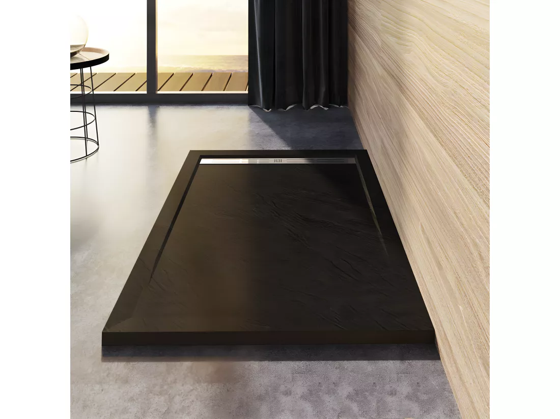 AICA Receveur de douche à poser 100x80cm antidérapant noir anthracite