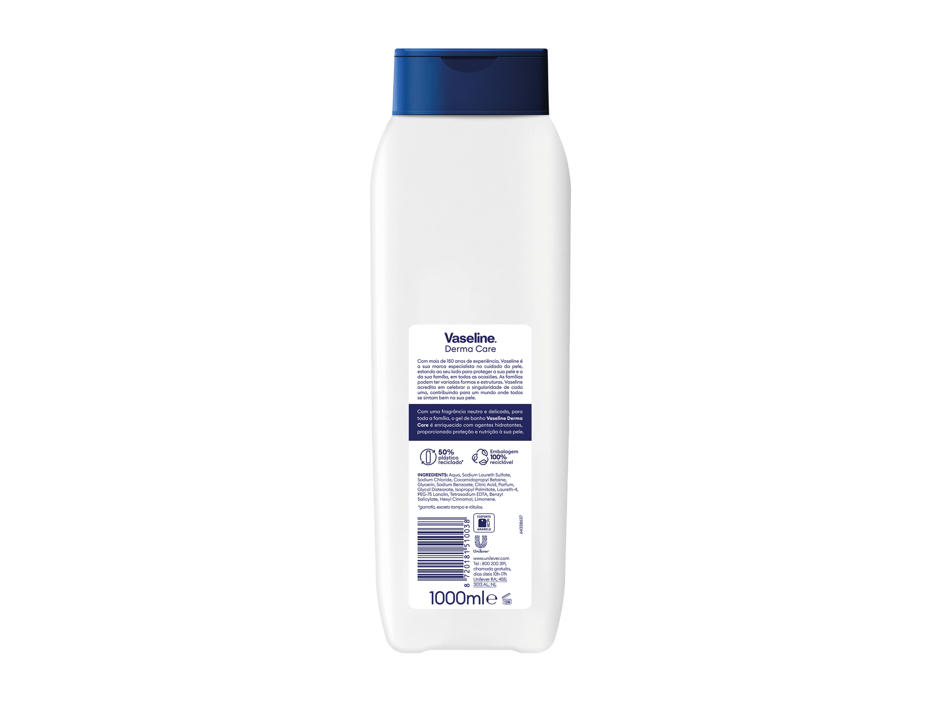GEL BANHO VASELINE DERMA CARE 1000ML