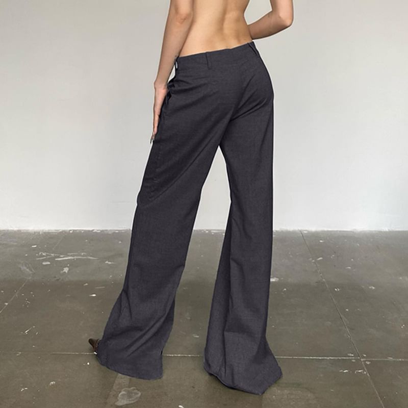 Cincine - Mid Rise Plain Flared Dress Pants
