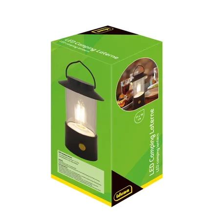 Idena LED Campinglaterne Batterie schwarz 19cm