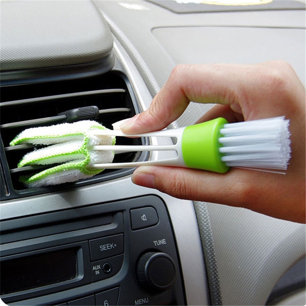 Universal Reinigungsbürste mit Nylon Borsten Doppelseitig für Tastatur / Auto Lüftungsgitter - Weiss / Grün