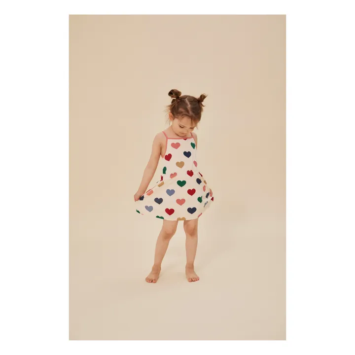 Konges Sløjd Robe Cœurs Coton Bio | Ecru