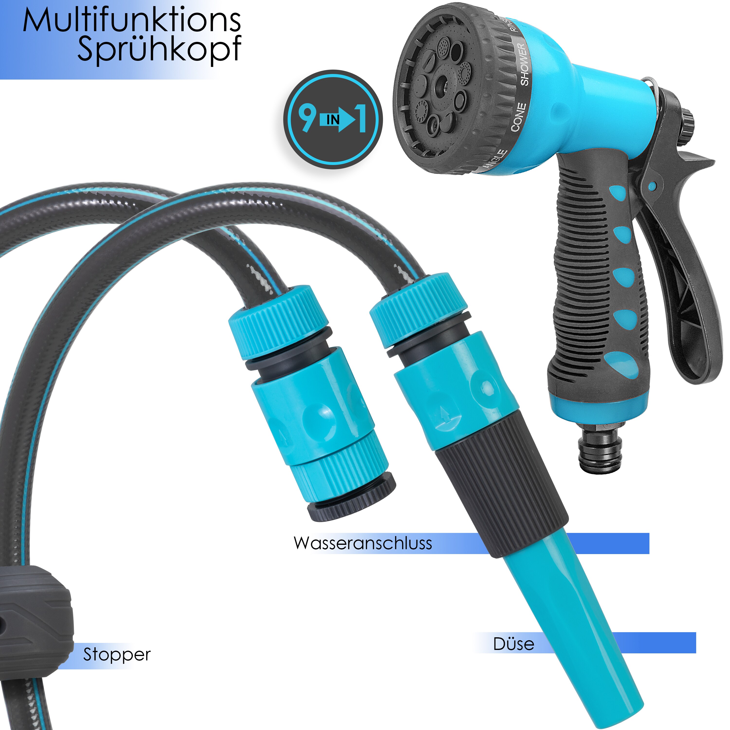 KESSER® Schlauchtrommel Wasser Schlauchaufroller Inkl. 2-Wege-Verteiler + Multi-Handbrause Wasserschlauchtrommel Automatik | 180° Schwenkbar | Wandhalterung | Gartenschlauch | Orange