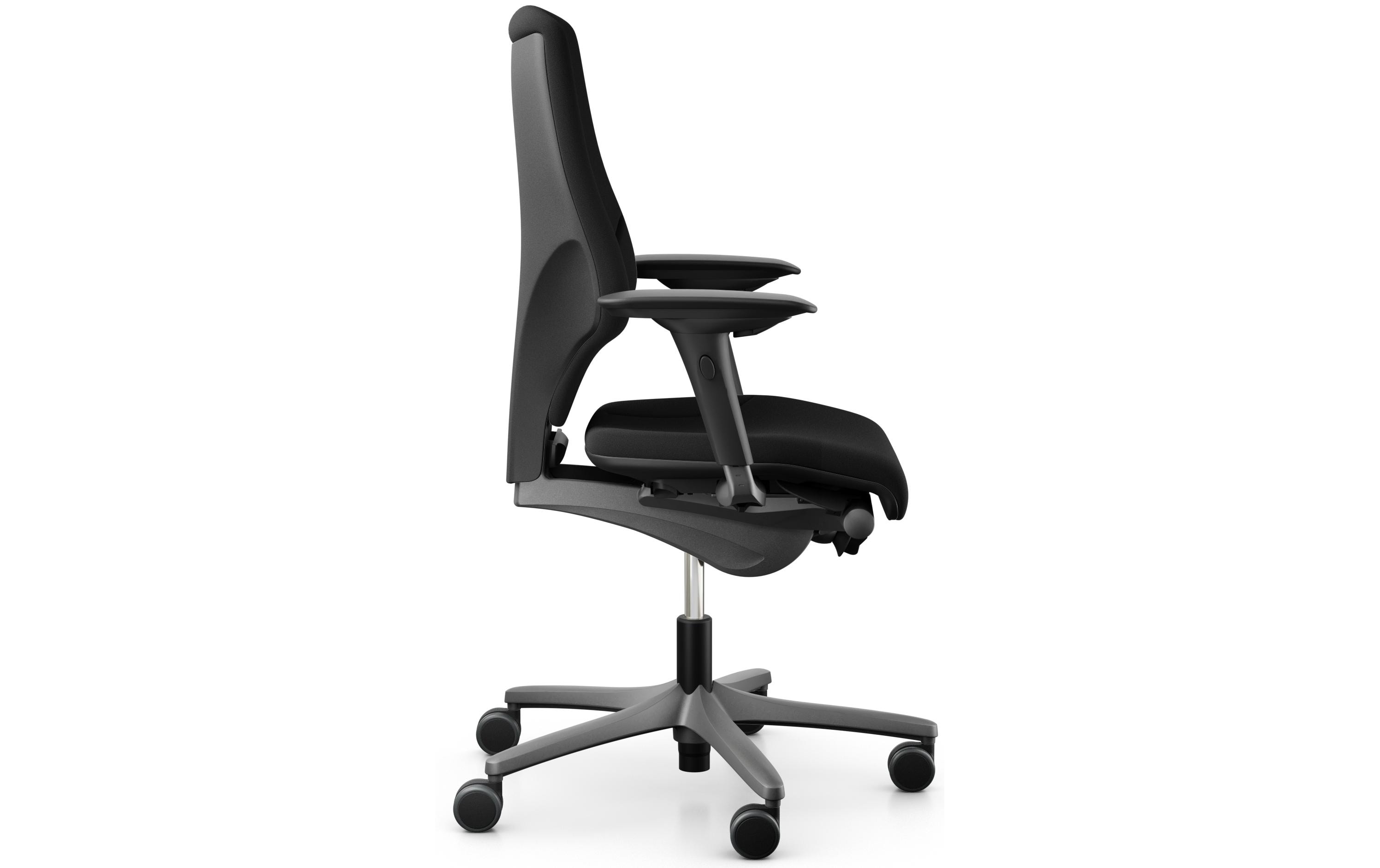 Bürostuhl 64 mit Polsterrücken und Armlehnen, Schwarz<br>Klassischer Arbeitsstuhl ideal für aktives Sitzen