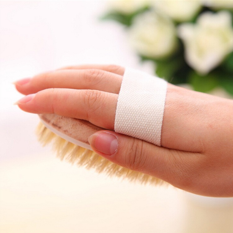 Holz Körperreiniger / Körpermassage Tiefenreinigung Abnehmbare Reinigungsbürste mit Naturborsten - Beige