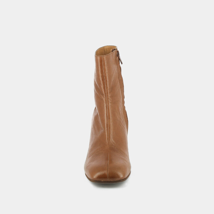 Bottines à talons  en cuir vieilli cogac